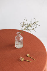 Rust Round Linen Tablecloth,Large Round Linen Table Cloth