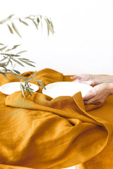 Red Linen Tablecloth, Soft Linen Christmas Tablecloth, Linen Handmade Table Cloth