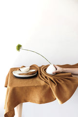 Amber Linen Tablecloth, Soft Linen Tablecloth, Linen Handmade Table Cloth