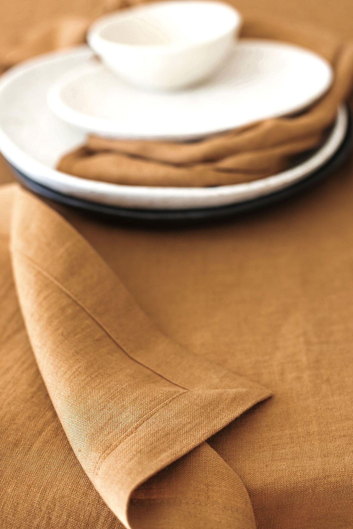 Amber Linen Tablecloth, Soft Linen Tablecloth, Linen Handmade Table Cloth