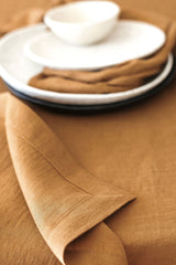 Amber Linen Tablecloth, Soft Linen Tablecloth, Linen Handmade Table Cloth
