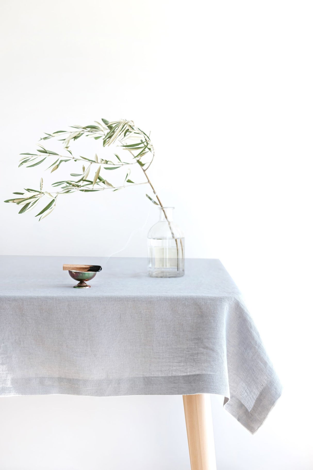 Cloud Grey Linen Tablecloth, Soft Linen Tablecloth, Linen Handmade Table Cloth