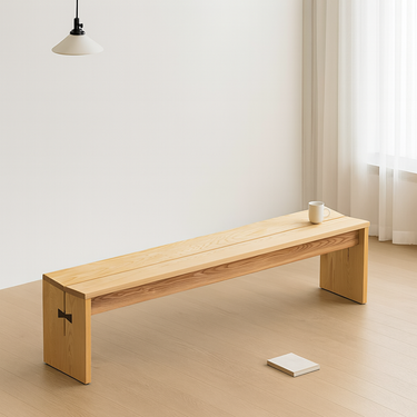 Scandinavian Minimalist Solid Wood Entryway Bench For Living Room