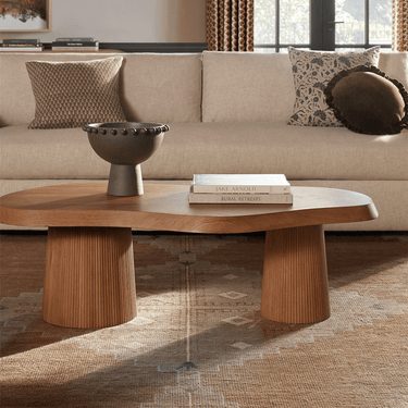 Mid-Century Solid Wood Irregular Coffee Table For Living Room