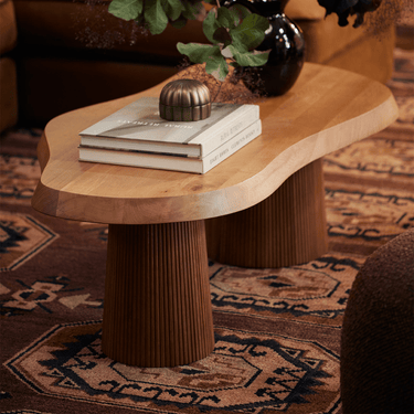 Mid-Century Solid Wood Irregular Coffee Table For Living Room