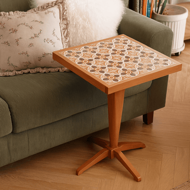 Farmhouse Tile Top Side Table For Living Room
