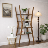 Mid-Century Natural Wood Bookcase With Open Tier Storage For Living Room