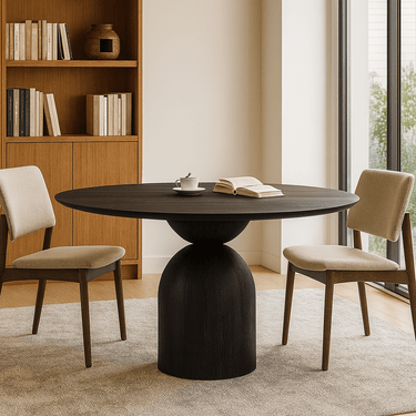 Mid-Century Round Wooden Dining Table For Dining Room