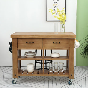 Farmhouse Wooden Kitchen Cart For Kitchen