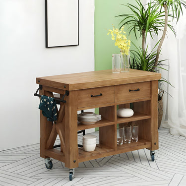 Farmhouse Wooden Kitchen Cart For Kitchen
