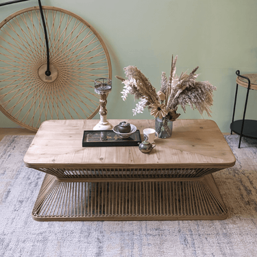 Farmhouse Rectangular Solid Wood Coffee Table For Living Room