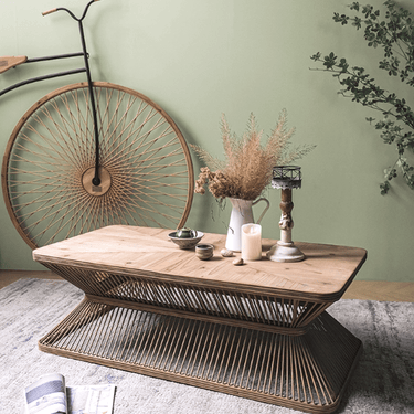 Farmhouse Rectangular Solid Wood Coffee Table For Living Room