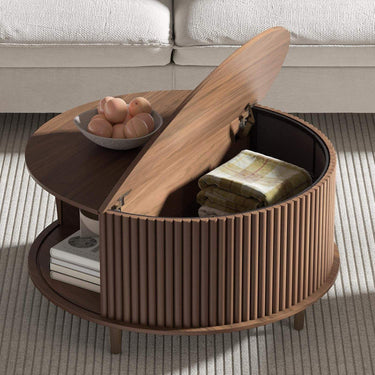 Minimalist Round Wooden Coffee Table For Living Room