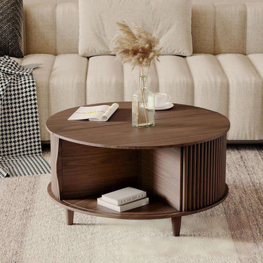 Minimalist Round Wooden Coffee Table For Living Room