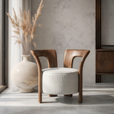 Modern Accent Chair With Natural Wood Frame And Leather Upholstered Seat For Living Room