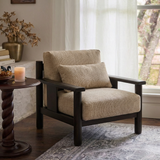 Modern Accent Chair With Wood Frame And Upholstered Cushion For Living Room
