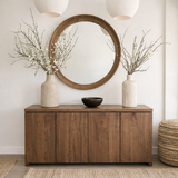 Modern Natural Wood Cabinet With Clean Front Design For Living Room