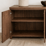Modern Natural Wood Cabinet With Clean Front Design For Living Room