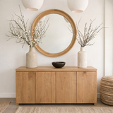 Modern Natural Wood Cabinet With Clean Front Design For Living Room