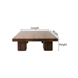 Modern Natural Wood Coffee Table With Fluted Pedestal Base For Living Room
