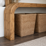 Modern Natural Wood Console Table With Arched Base And Open Storage For Living Room