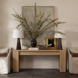 Modern Natural Wood Console Table With Clean Lines And Spacious Surface For Living Room