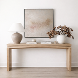 Modern Natural Wood Console Table With Clean Rectangular Top And Frame Base For Living Room