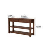 Modern Natural Wood Console Table With Drawers And Open Shelf For Living Room