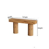 Modern Natural Wood Console Table With Fluted Columns And Open Storage For Living Room