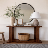 Modern Natural Wood Console Table With Open Shelf And Minimalist Design For Living Room
