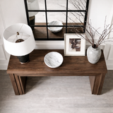 Modern Natural Wood Console Table With Rectangular Top And Layered Frame Base For Living Room