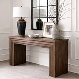 Modern Natural Wood Console Table With Rectangular Top And Layered Frame Base For Living Room