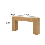 Modern Natural Wood Console Table With Ribbed Front And Open Storage For Living Room