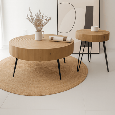 Modern Sculptural Solid Wood Coffee Table For Living Room