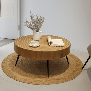 Modern Sculptural Solid Wood Coffee Table For Living Room