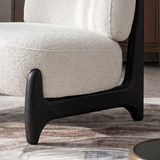 Modern Upholstered Accent Chair With Dark Wood Frame For Living Room