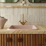 Modern Wooden Bathroom Vanity With Faux Wood Stone Top And Side Drawer Storage For Bathroom