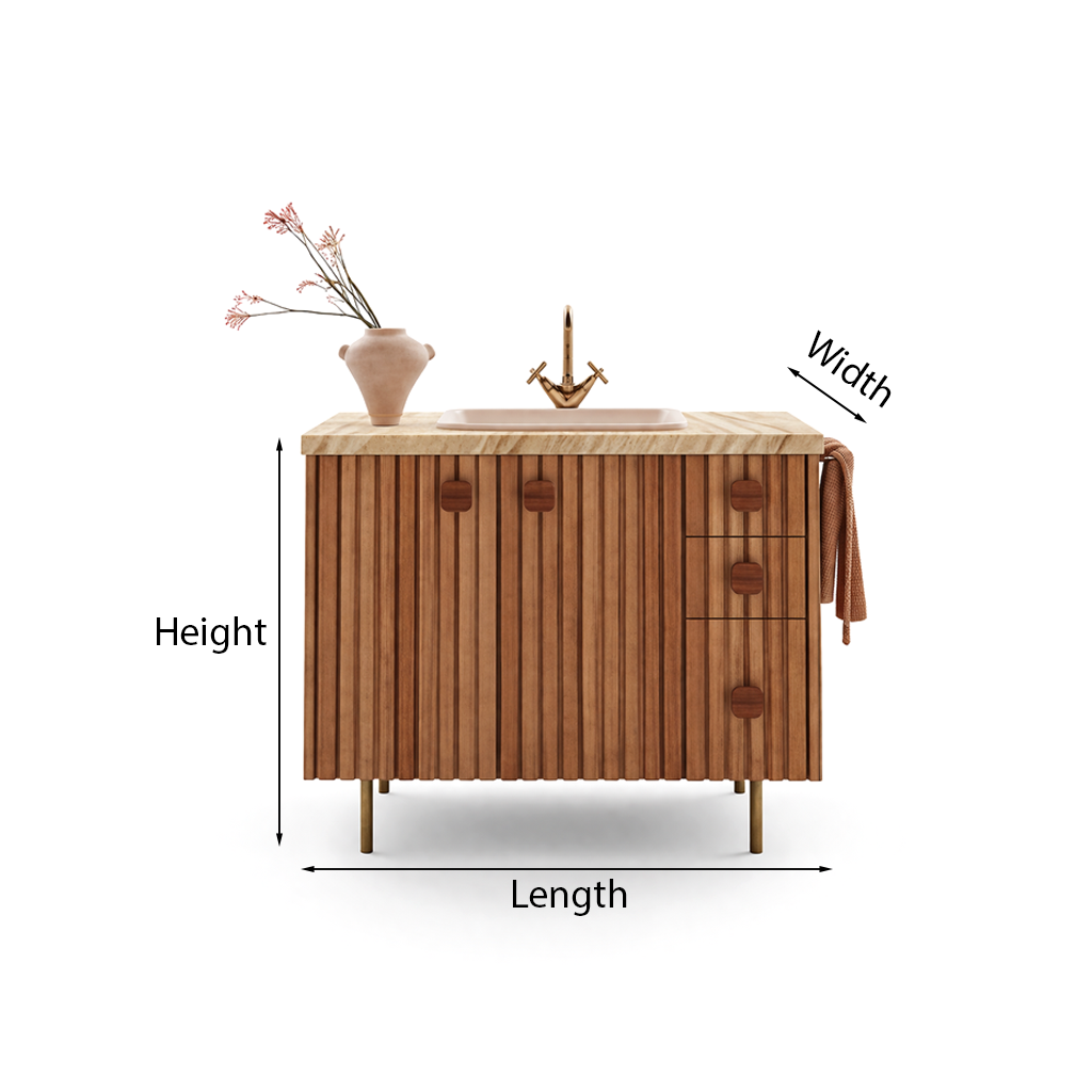 Modern Wooden Bathroom Vanity With Faux Wood Stone Top And Side Drawer Storage For Bathroom
