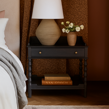 French Retro Solid Wood Nightstand Table For Bedroom