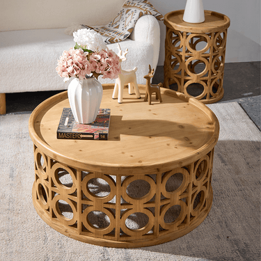 Farmhouse Solid Wood Coffee Table For Living Room