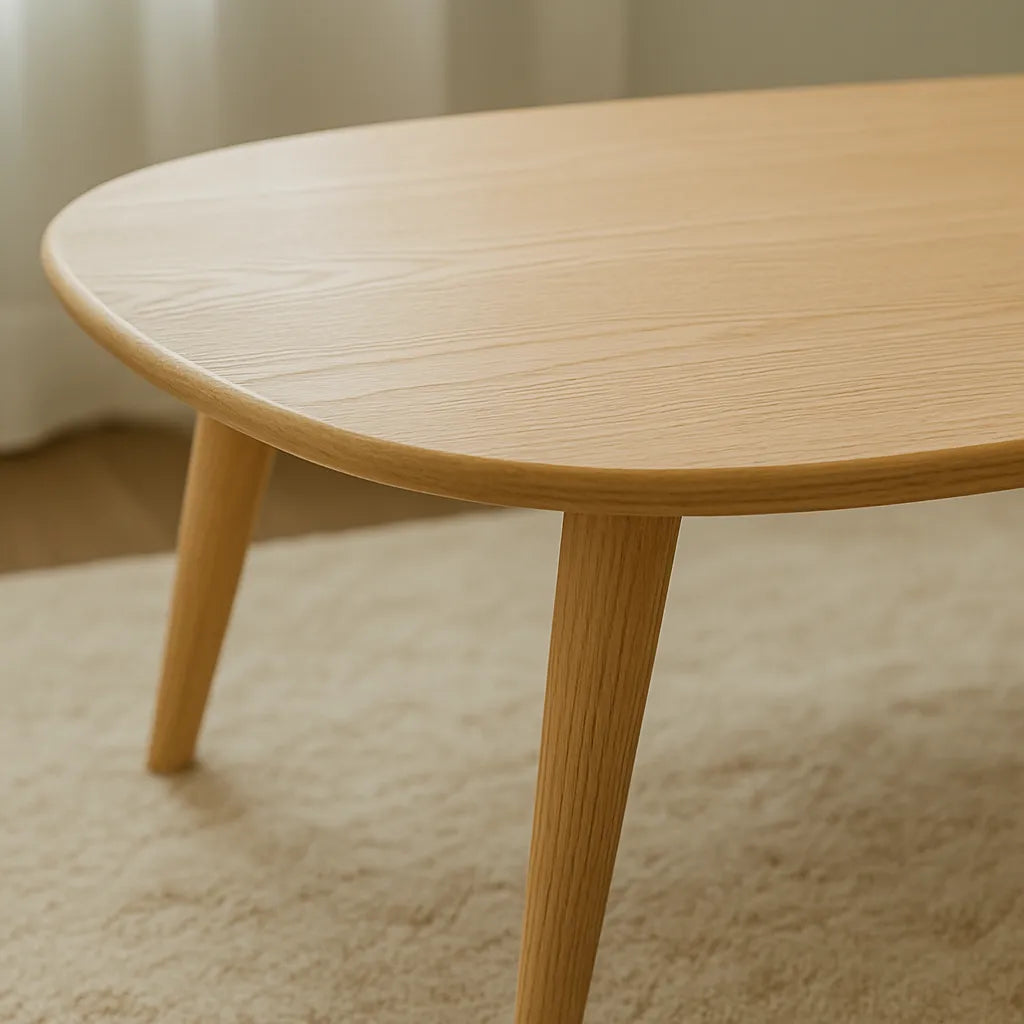 Organic Shaped Wooden Coffee Table With Tapered Legs
