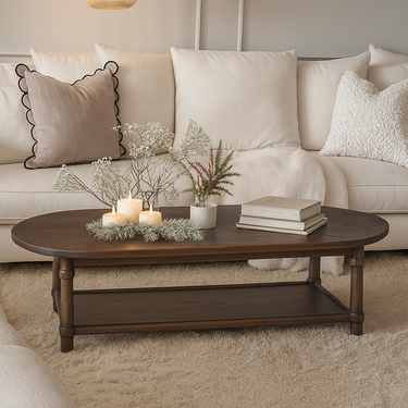 French Country Rustic Solid Wood Coffee Table for Living Room