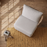 Scandinavian Accent Chair With Spindle Wood Frame And Upholstered Cushion For Living Room