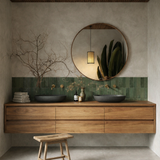 Scandinavian Bathroom Vanity With Natural Wood Finish And Integrated Storage For Bathroom