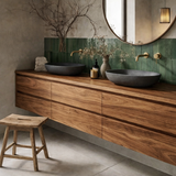 Scandinavian Bathroom Vanity With Natural Wood Finish And Integrated Storage For Bathroom