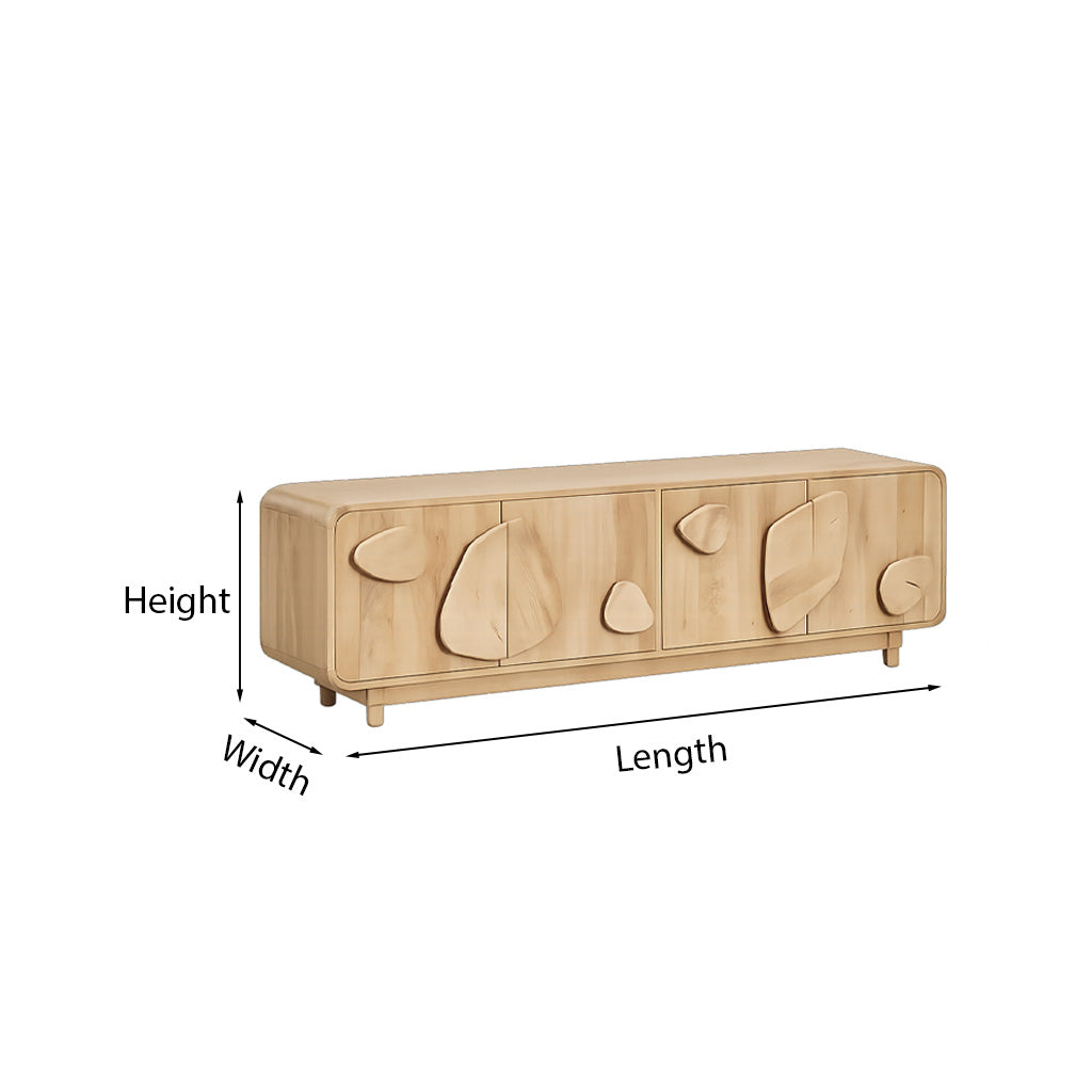 Scandinavian Cabinet With Carved Wood Elements And Softly Rounded Edges For Living Room