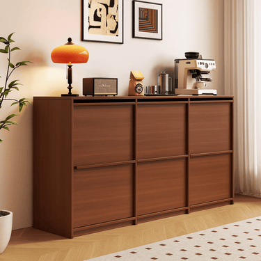 Scandinavian Style Simplistic Wooden Sideboard Storage Cabinet For Kitchen