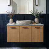 Scandinavian Wooden Bathroom Vanity With Faux Stone Top For Bathroom