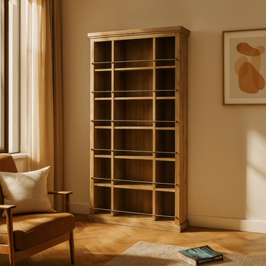 Solid Wood Multi-Compartment Display Shelf For Office