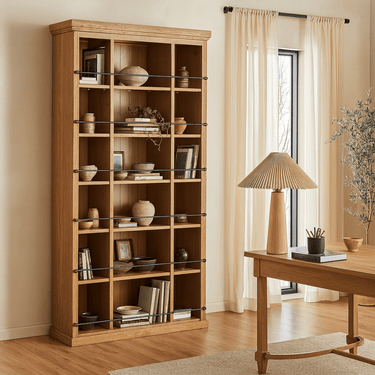 Solid Wood Multi-Compartment Display Shelf For Office